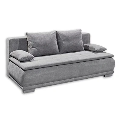 Abbildung von LUIGI Bequemes Schlafsofa mit Bettkasten, Stoffbezug Schlamm Klappbares Sofa Schlaffunktion und fest vernähtem Schaumtopper 211 x 93 103 cm (B/H/T)