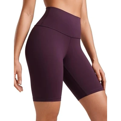 Abbildung von CRZ Yoga Womens Kurze Sporthose Laufshorts Sommer Radlerhose High Waist Fitness Shorts ButterLuxe 20cm Dunkellila 40