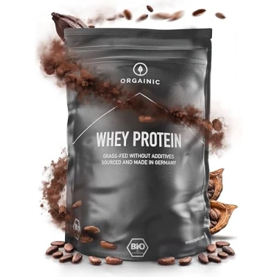 Abbildung von ORGAINIC Bio Kakao Whey Protein Zertifiziert ohne Zusatzstoffe Eiweißpulver aus Deutschland Grasfütterung 1000g