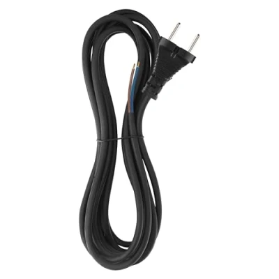 Abbildung von EMOS Gummi Anschlussleitung 5 m, Zuleitungskabel, Anschlusskabel, Bügeleisenkabel, Verbindungskabel Schuko, 2 x 1.0 mm2, H05RN F Gummi/Neopren, Schwarz