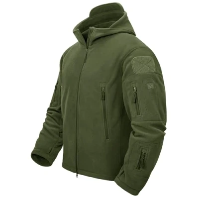 Abbildung von TACVASEN Herren Fleecejacke Military Outdoor Winddichte Jacke mit Kapuze Gr. M, Grün
