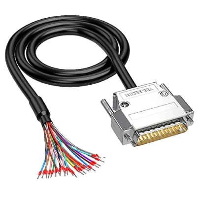 Abbildung von XMSJSIY DB25 Anschlussadapter RS232 25 poliges serielles Verlängerungskabel Lötfreies Anschluss Breakout Ersatzkabel mit blankem Draht 1 m (DB25 männlich)