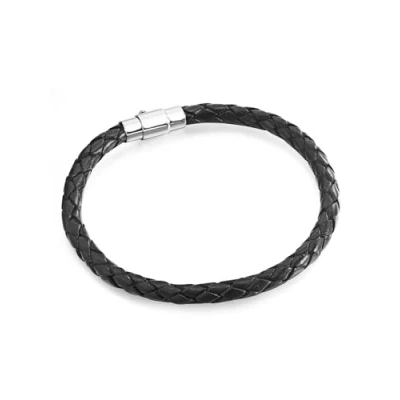 Abbildung von Rafaela Donata Unisex Armband Leder Schwarz Magnetverschluss 19 cm Basic Echtleder geflochten in für Damen oder Herren mit Steckverschluss Edelstahl 60160094