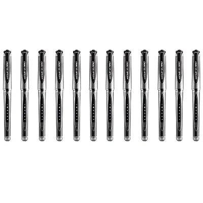 Abbildung von Uni Ball Kugelschreiber mit Kappe, Schwarz, UM 153S) Gel Impact Rollerball Kugelschreiber, breit, 1 mm Spitze, 0,6 Strichbreite, 12 Stück
