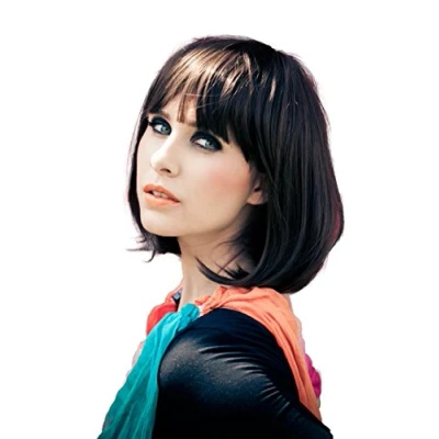 Abbildung von CAISHA Perücke Bob Kurzhaar Cosplay Theater Show Hitzebeständig Synthetik Glatt Schwarzbraun SH032c