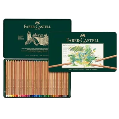 Abbildung von Faber Castell 112136 Farbstifte Pitt Pastellstifte, 36 Künstlerfarbstifte im Metalletui, verwischbare Farben