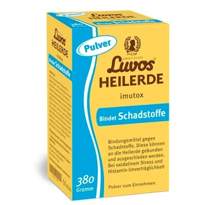 Abbildung von Luvos Heilerde imutox Pulver Naturheilmittel zur Bindung von Schadstoffen Bei Beschwerden im Magen Darm Trakt, oxidativem Stress und Histaminunverträglichkeit 380 Gramm