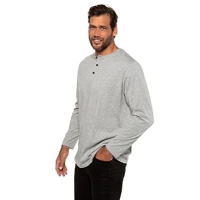 Abbildung von JP 1880 Herren Henley T Shirt, Grau Melange, XXL EU
