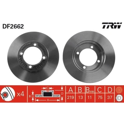 Abbildung von TRW DF2662 Bremsscheibe 219 13 4 94 voll lackiert