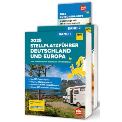 Abbildung von ADAC Stellplatzführer 2025 Deutschland und Europa: Über 6000 Stellplätze mit rund 550 Bauernhöfen Weingütern, Campcard, Planungskarten Rabatt Coupons