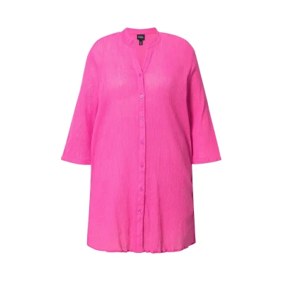 Abbildung von Ulla Popken LONG Montant COL EN V Hemdbluse, Damen, Größe: 42/44, Pink