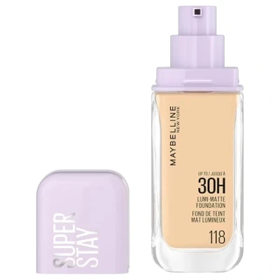 Abbildung von Maybelline New York Flüssiges Make up mit langem Halt, extrem widerstandsfähig, leuchtendes mattes Finish, angereichert Aminosäuren für alle Hauttypen Superstay 30H Lumi Matte Farbton 118
