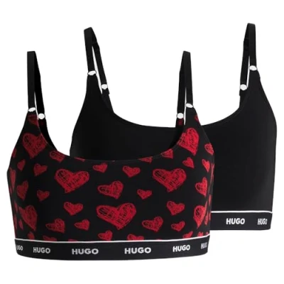 Abbildung von HUGO TWIN Bralette Design 2 PACK Bustier, Damen, Größe: Small, Black/rot