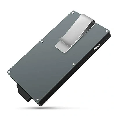 Abbildung von POWR Kartenetui Cardholder EC Karten Etui und Kreditkartenetui Herren RFID Schutz &amp; NFC Blocker Kartenhalter Metall Schmales Wallet Portemonnaie (Schwarz mit schwarzer Geldklammer)