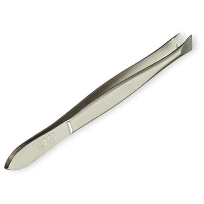 Abbildung von nippes Solingen, 37SR Pinzette mit schräger Spitze Edelstahl 9 cm Länge Augenbrauen Zupfen zur präzisen Haarentfernung, rostfrei