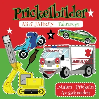 Abbildung von Prickelbilder Ab 5 Jahren Fahrzeuge: Malen, Prickeln, Ausschneiden und Basteln Bastelbuch, Prickelset Kinder Tolle Beschäftigung für Jungen Mädchen