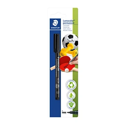 Abbildung von STAEDTLER Folienstift für den Sport Lumocolor permanent pen 314, zur Beschriftung von Bällen, Hanteln und Sportgeräten, wasserfest, lichtbeständig, Schwarz, B breit ca. 1 2,5 mm, 314 9 BK