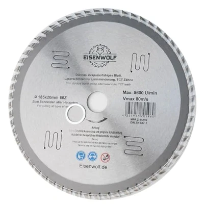 Abbildung von 185 mm Sägeblatt Kreissägeblatt für Holz x 20 60 Zähne