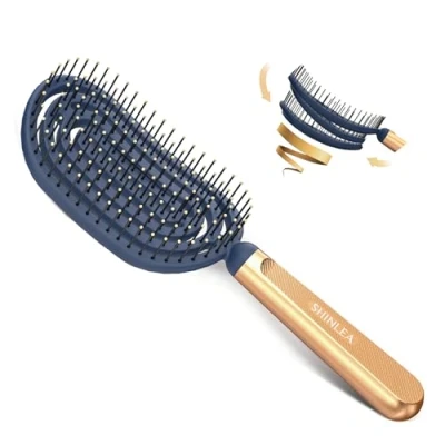 Abbildung von SHINLEA Spirale Haarbürste, Schnelles Trocknen Haarbürste ohne ziepen mit Belüftungsöffnung für nasses und trockenes Haar, Massage flexiblen, weichen Borsten Damen, Herren, Kinder