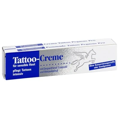 Abbildung von Pegasus Pro Tattoo Creme für sensible Haut 25ml, Tägliche Pflege &amp; Aftercare Intensiven Tattooschutz, Feuchtigkeitsspendend Mit Cajeputöl, Weizenkeimöl und Dexpanthenol, Made in Germany