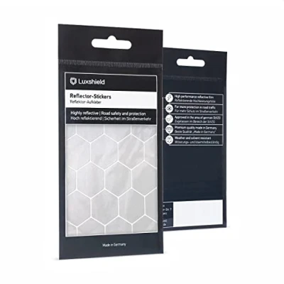 Abbildung von Luxshield Reflektoren Sticker Set Hexagon groß für Fahrrad Roller Kinderwagen Kinder