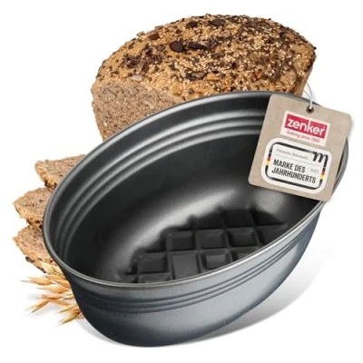 Abbildung von Zenker Brotform oval BLACK METALLIC, Brotbackform mit keramisch verstärkt Antihaftbeschichtung, Kuchenform aus hochwertigem Stahlblech, Backform für Brot (Farbe: Schwarz), Menge: 1 Stück