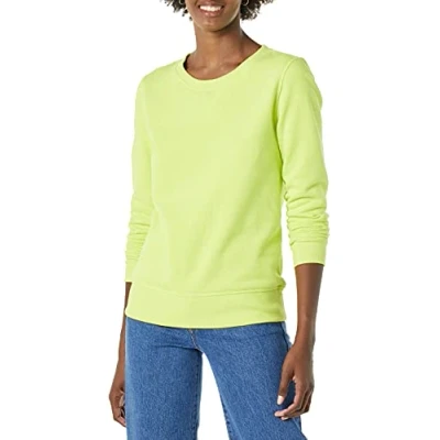 Abbildung von Amazon Essentials Damen Sweatshirt aus French Terry Fleece mit Rundhalsausschnitt (Erhältlich in Übergröße), Neon hellgrün, XL