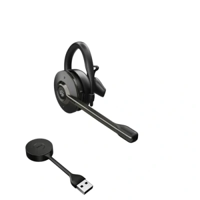 Abbildung von Jabra Engage 55 Schnurloses, Convertibles Headset mit EarHook, Kopf und Nackenbügel Link 400 USB A DECT Adapter Mikrofon Geräuschunterdrückung Für MS Teams zertifiziert Schwarz