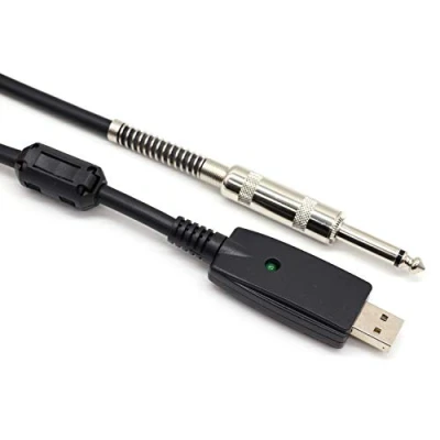 Abbildung von SiYear USB 2.0 Schnittstelle Stecker auf 6,35 mm (1/4 Zoll) TS Mono E Gitarren Konverterkabel, Studio Audiokabel Computer Anschlusskabel Adapter für Instrumenten Aufnahme Gesang