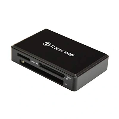 Abbildung von Transcend USB 3.1 Gen 1 kompakter schwarzer Multifunktionskartenleser für UHS I &amp; II SD , microSD und CompactFlash (CF) Speicherkarten TS RDF9K2