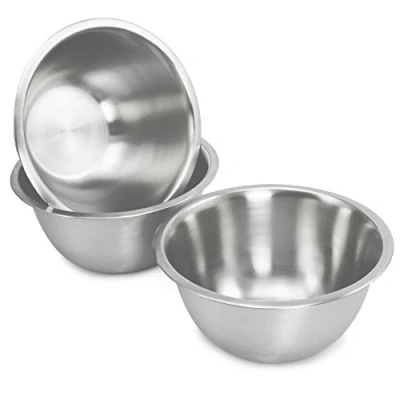 Abbildung von com four® 3 teiliges Schüsselset aus Edelstahl Salatschüssel Chipsschüssel Rühschüssel Servierschüssel Dekoschüssel (3 Stück Ø 20cm)
