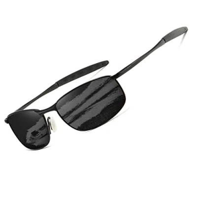 Abbildung von kimorn Polarisierte Sonnenbrille Herren Retro Rechteckig Rahmen Klassisch Unisex Gläser K0535 (Schwarz)