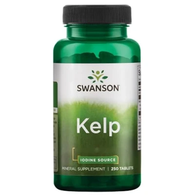 Abbildung von Swanson, Kelp, mit natürlichem Jod, 250 vegane Kapseln, Hochdosiert, Laborgeprüft, Vegetarisch, Sojafrei, Glutenfrei, Ohne Gentechnik