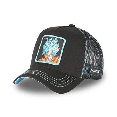 Abbildung von Cap Herren Dragon Ball Super, Tracker Kappe Herren, Goku, Ultraweich, Schwarz Blau, Einheitsgröße