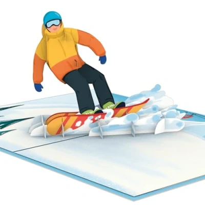 Abbildung von papercrush® Pop Up Karte Snowboarder Besonderer Gutschein für Snowboard Winterurlaub, Geldgeschenk Snowboarden im Skiurlaub oder Boots, 3D Winter Geburtstagskarte Frauen und Männer