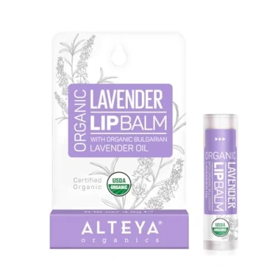 Abbildung von Alteya Bio Lippenbalsam Lavendel 4.5g USDA Organic zertifiziert Rein Natürlich Restaurativ Lippenpflege auf der Basis von ätherischem Lavendelöl und selektierter Auswahl an Pflanzenbuttern