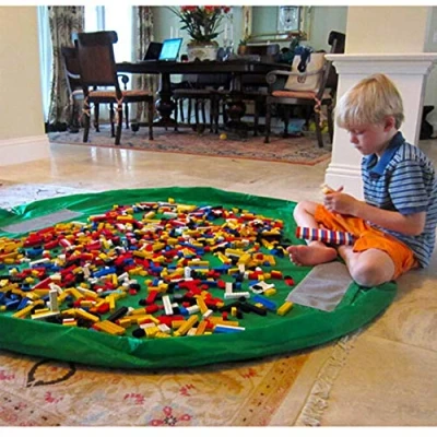 Abbildung von Aufbewahrungstasche für Spielzeug, Kinderspielmatte, große Ordnungstasche, faltbarer Teppich Kinder, tragbarer Organizer Kinderspielzeug, Tasche mit Kordelzug, 60 Zoll (150 cm)