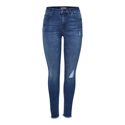 Abbildung von ONLY MID Ankle RAW Jeans Skinny Fit, Damen, Größe: 36x32, Dark blue