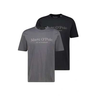 Abbildung von Marc O&#039;Polo Doublepack BIG LOGO Tshirt print, Herren, Größe: Large, Black grey