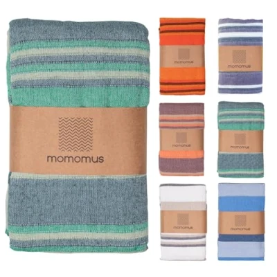 Abbildung von MOMOMUS Dünne Picknickdecke XXL für Strand Mit Fransen Strandmatte/Badedecke/Stranddecke Sandfrei Picknicks oder Leichte Campingdecke Outdoor Grün, 210x240 cm