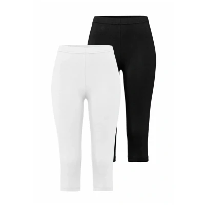 Abbildung von Lascana 2 PACK Leggings Hosen, Damen, Größe: 48/50, Weiß/schwarz