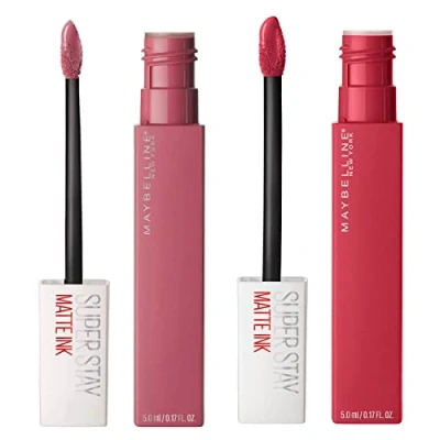 Abbildung von Maybelline New York SuperStay Matte Ink Lip Tint Farbe 15 Lover + 80 Ruler 2 Lippenstifte mit spitzem Applikator
