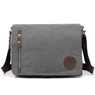 Abbildung von LOSMILE Umhängetasche, Vintage Canvas Schultertasche Herren.(Grau)