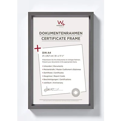 Abbildung von walther design Bilderrahmen stahl 21 x 29,7 cm (DIN A4) mit Passepartout, Steel Style Kunststoffrahmen ES130D