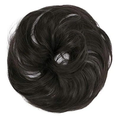 Abbildung von CAISHA Haargummi Bella Hochsteckfrisuren Haarteil Hochzeitfrisuren Voluminös Leicht Gewellt Hitzebeständige Kunstfaser DM17cm Dunkelbraun G3B