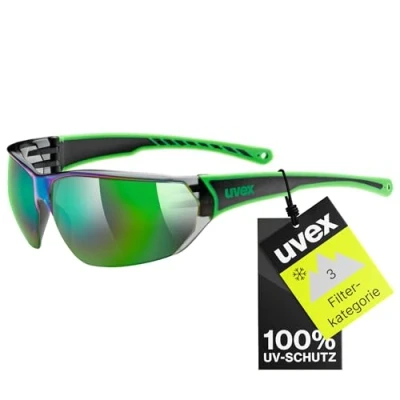 Abbildung von uvex sportstyle 204 Sportbrille für Damen und Herren verspiegelt druckfreier &amp; perfekter Halt black green/green one size