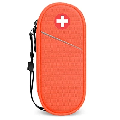 Abbildung von SITHON EpiPen Medical Tragetasche, tragbare Notfalltasche Isolierte Medikament Tasche Organizer für 2 EpiPens, Asthma Inhalator, Anti Histamin, Auvi Q, Allergy Medicine Essentials, (ZB Orange)
