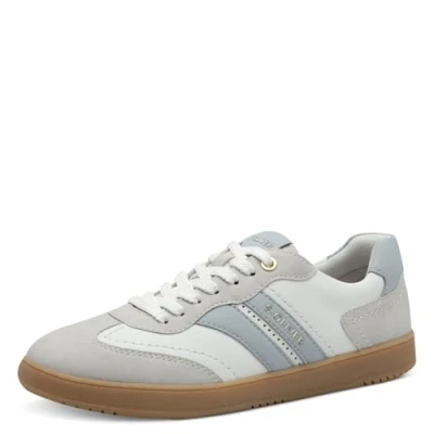 Abbildung von s.Oliver Damen Sneaker flach mit Schnürsenkeln Freizeit, Mehrfarbig (White/Blue), 37 EU