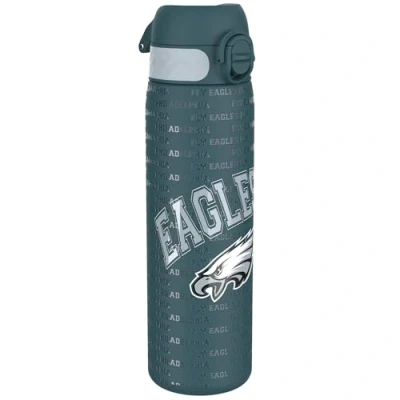 Abbildung von Ion8 Stahl Trinkflasche, 600 ml, Auslaufsicher, Einhandöffnung, Sichere Verriegelung, Spülmaschinenfest, Klappdeckel, Tragegriff, Leicht zu Reinigen, Langlebig, NFL Eagles Design