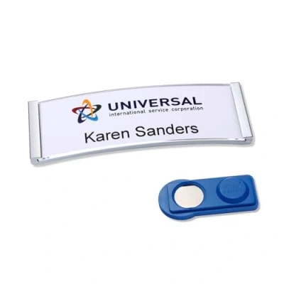 Abbildung von Badgepoint polar20 Namensschilder (68x22mm, 20 Schilder mit Magnet, verdrehsicher, Druckbogen für Namenskarten und Vorlagen zum Bedrucken, magnetische Kleidung) edelstahl matt
